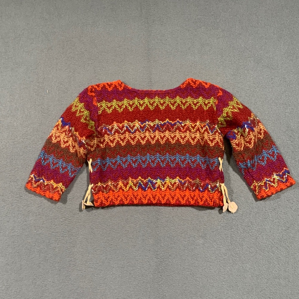 Copper Key Girls 4T Multicolor‎ Zigzag Knit Sweater Button Side Festival Boho